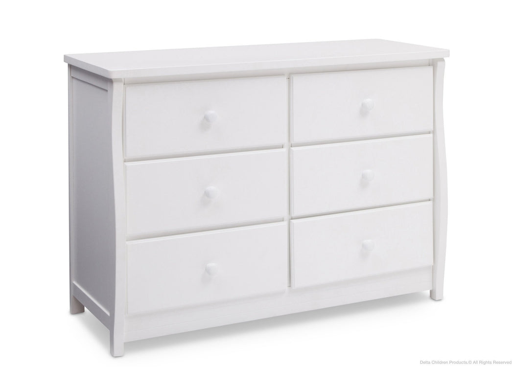 Delta Children Bianca White (130) Clermont 6 Drawer Dresser, Side View a1a