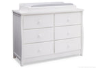 Bianca White (130) Clermont 6 Drawer Dresser, Side View with Dresser Topper with Props a6a 3-Clermont 6 Drawer Dresser