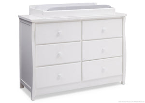 Bianca White (130) Clermont 6 Drawer Dresser, Side View with Dresser Topper with Props a6a 4-Clermont 6 Drawer Dresser