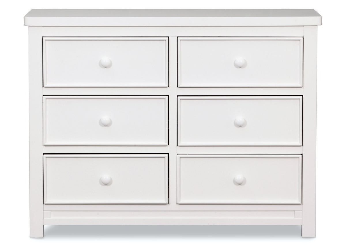 Delta Children White Ambiance (108) Bennington Sleigh 6-Drawer Dresser Front View a1a