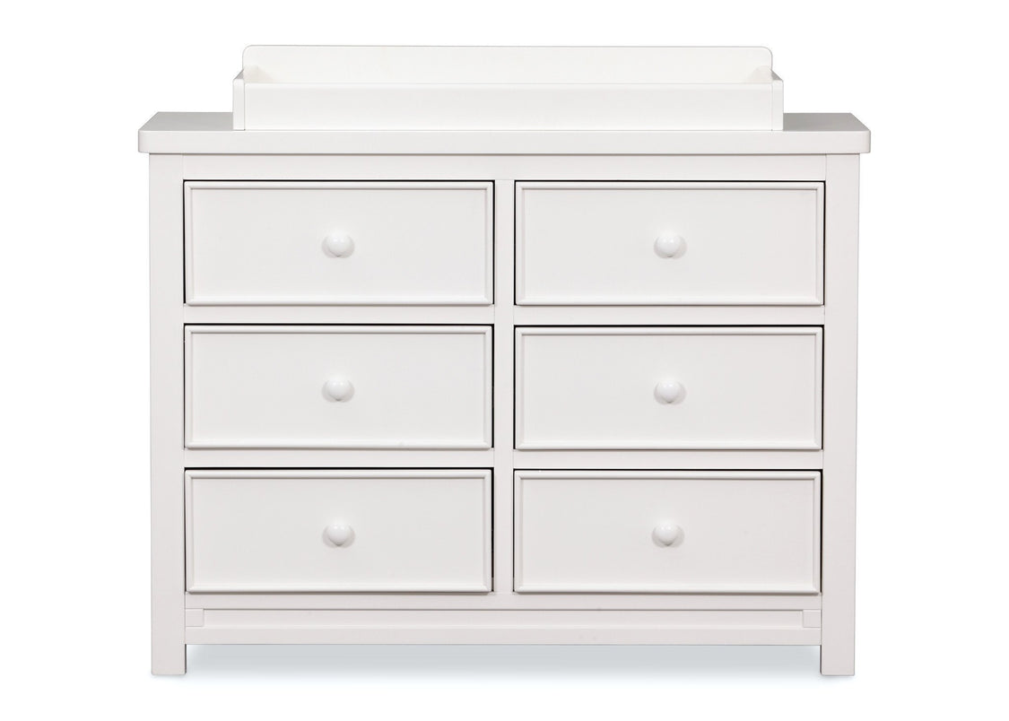 Delta Children White Ambiance (108) Bennington Sleigh 6-Drawer Dresser Front View with Changing Top a3a