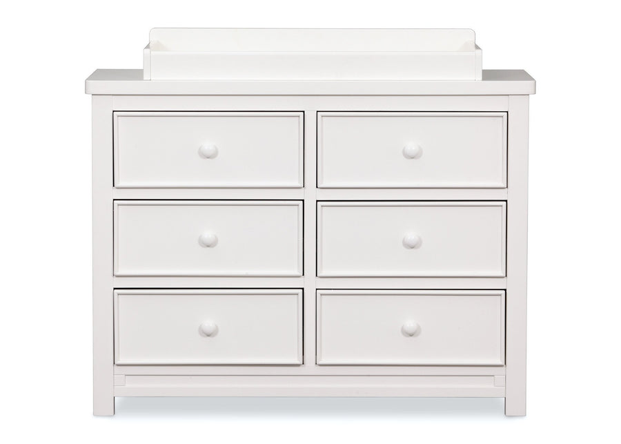 Delta Children White Ambiance (108) Bennington Sleigh 6-Drawer Dresser Front View with Changing Top a3a 2-Bennington Sleigh 6 Drawer Dresser
