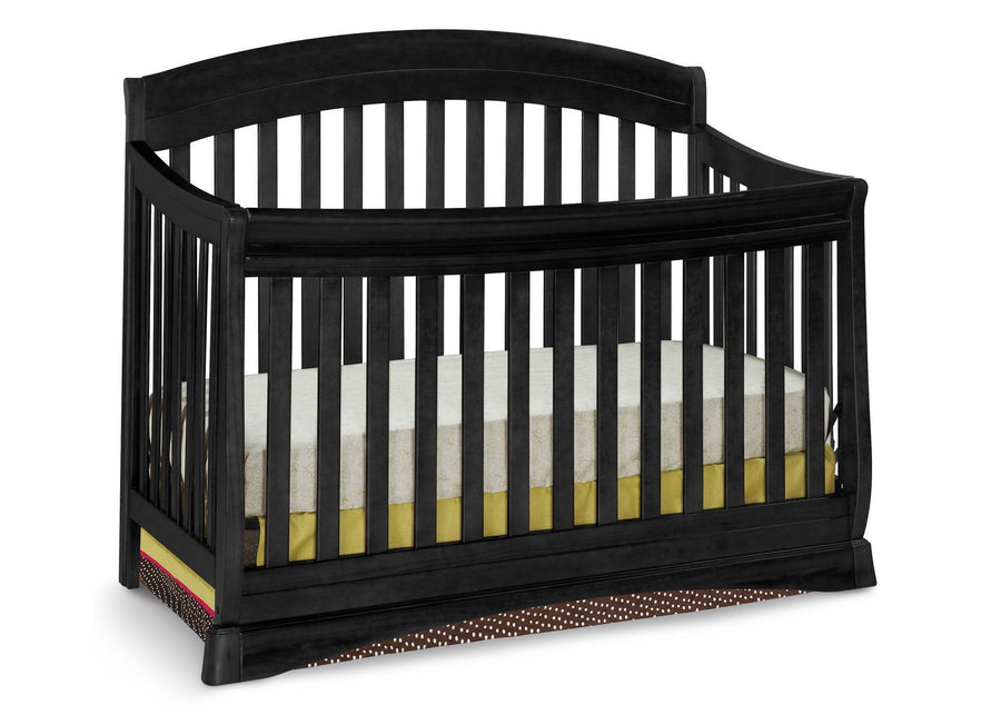 Delta Children Black (001) Solutions Curved 4 in 1 Crib, Crib Conversion  12-Solutions Curved 4-in-1 Crib