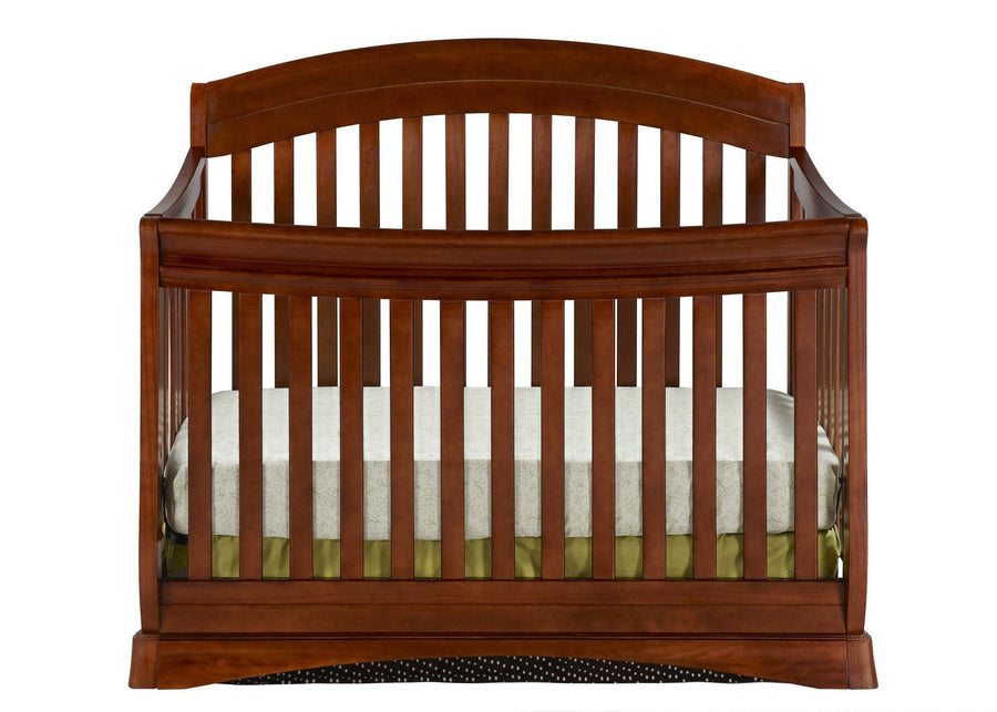 Delta Children Dark Cherry (604) Solutions Curved 4 in 1 Crib, Crib Conversion Front View c1c 8-Solutions Curved 4-in-1 Crib