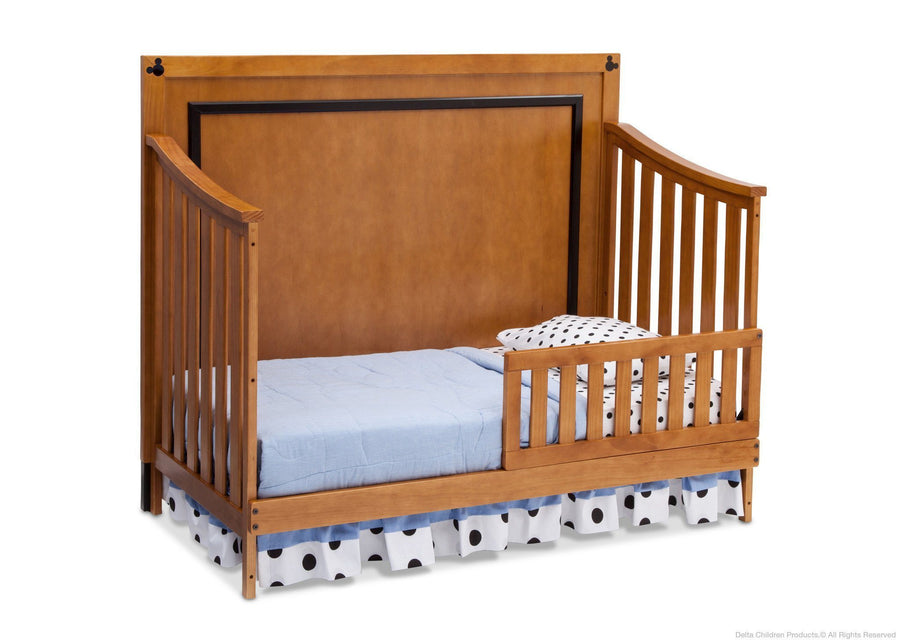 Delta Children Honey / Black (925) Disney Mickey Icon 4-in-1 Crib, Toddler Bed Conversion with Toddler Guardrail a4a 4-Disney Mickey Icon 4-in-1 Crib