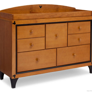 Delta Children Warm Honey / Black (925) Disney Mickey Icon 5 Drawer Dresser with Disney Mickey Icon Changing Top a3a 2-Disney Mickey Icon 5 Drawer Dresser