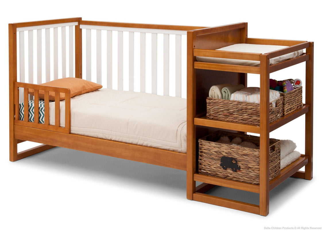 Delta Children Warm Honey / White (2053) Gramercy Crib 'N' Changer, Toddler Bed Conversion Option 1 a5a