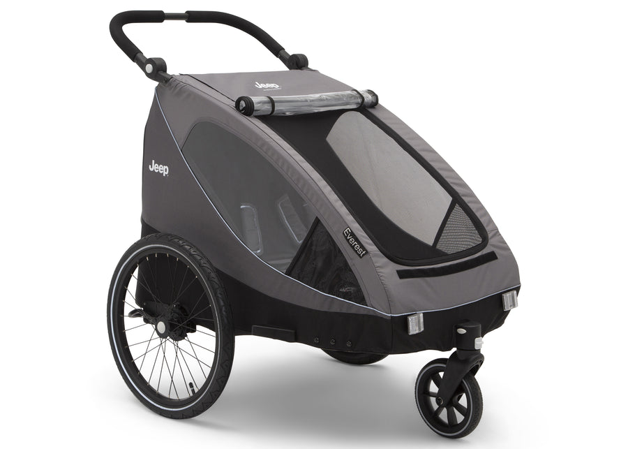 Grey (2130) 3-Jeep Everest 2-in-1 Child Bike Trailer and Stroller for 2 Kids