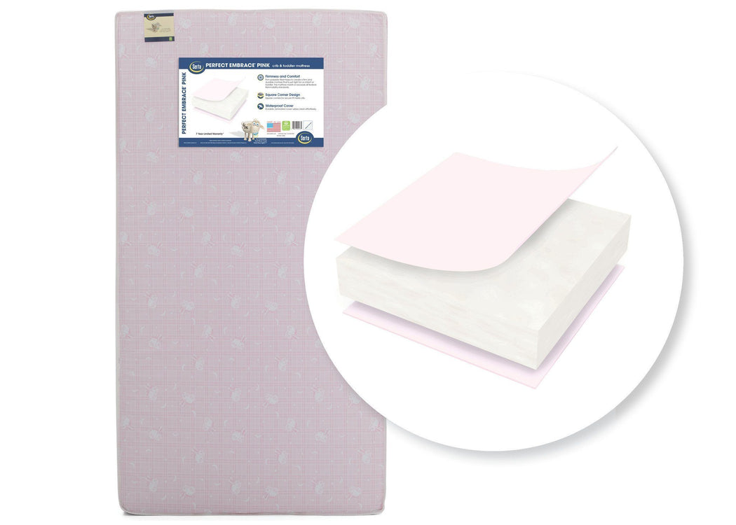 Serta Perfect Embrace Pinkâ„¢ Crib & Toddler Mattress Front View a1a No Color (NO)