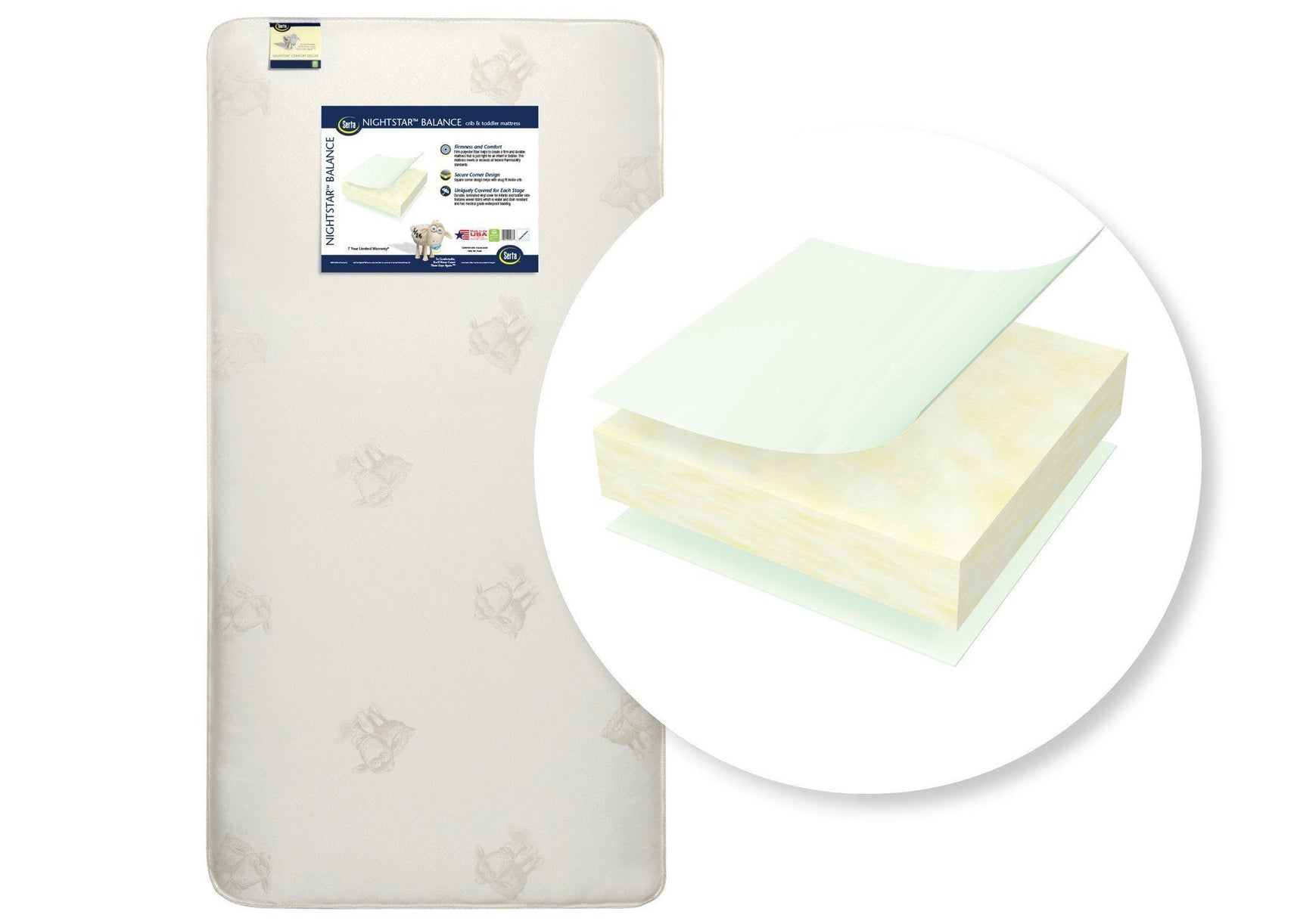 Serta Nightstarâ„¢ Balance Extra Firm Crib & Toddler Mattress, Front View, a2a No Color (NO)
