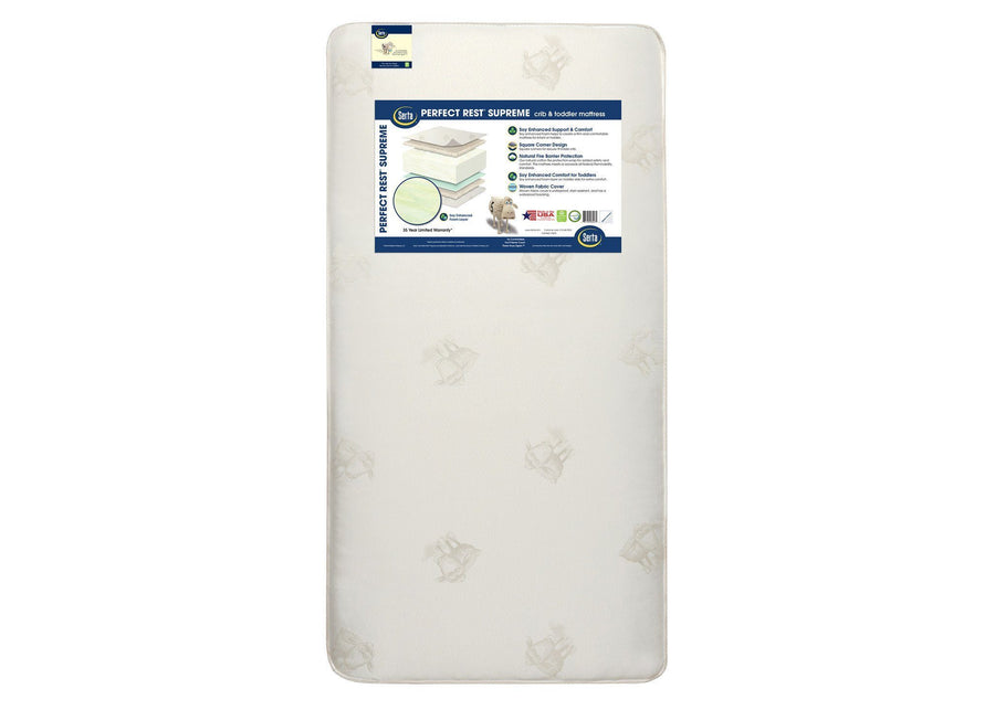 SertaÂ® Perfect RestÂ® Supreme Crib and Toddler Mattress Front View a4a No Color (NO) 4-Serta® Perfect Rest® Supreme Crib and Toddler Mattress