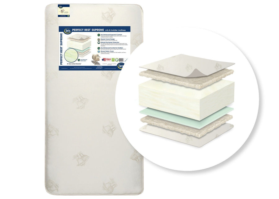 SertaÂ® Perfect RestÂ® Supreme Crib and Toddler Mattress Cutout View a2a No Color (NO) 1-Serta® Perfect Rest® Supreme Crib and Toddler Mattress
