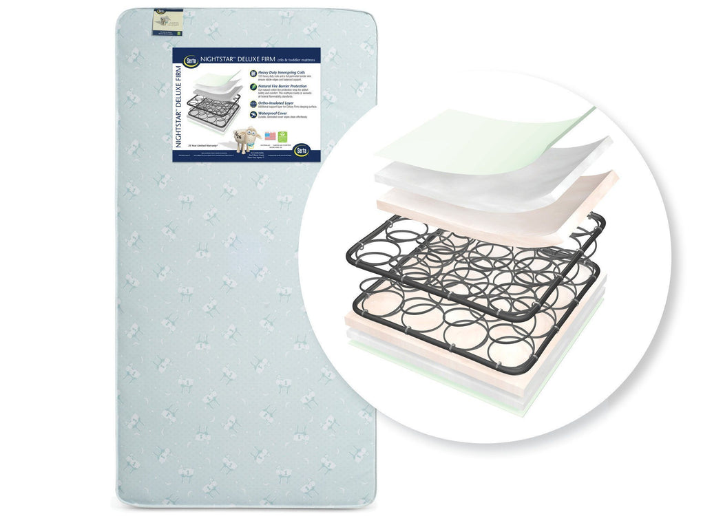 Serta Nightstarâ„¢ Deluxe Firm Crib & Toddler Mattress Front View a2a No Color (NO)