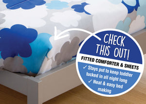 Boy 4-Piece Toddler Bedding Set, Blue Clouds (2203) c2c 3-Boys 4-Piece Toddler Bedding Set