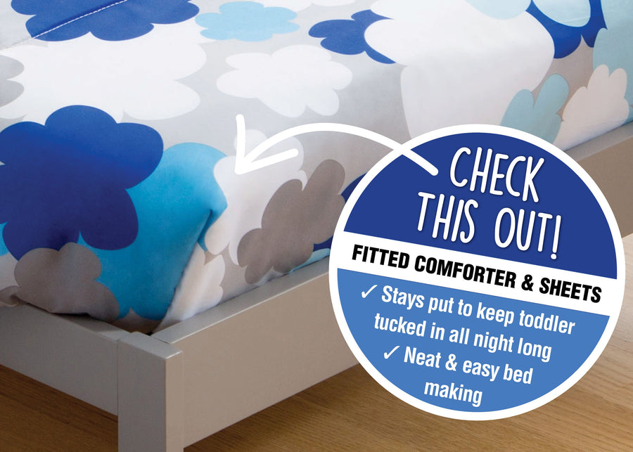 Boy 4-Piece Toddler Bedding Set, Blue Clouds (2203) c2c 7-Boys 4-Piece Toddler Bedding Set