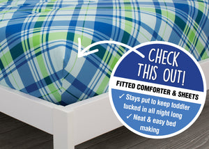 Boy 4-Piece Toddler Bedding Set, Plaid and Gingham (2204) h2h 4-Boys 4-Piece Toddler Bedding Set