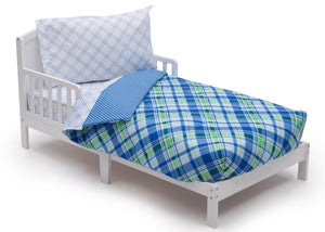 Boy 4-Piece Toddler Bedding Set, Plaid and Gingham (2204) h3h 22-Boys 4-Piece Toddler Bedding Set