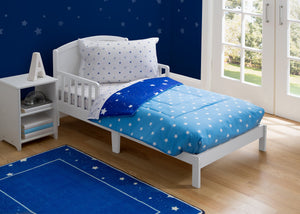 Boy 4-Piece Toddler Bedding Set, Blue Starry Night (2205) e1e 57-Boys 4-Piece Toddler Bedding Set