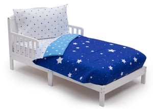 Boy 4-Piece Toddler Bedding Set, Blue Starry Night (2205) e3e 25-Boys 4-Piece Toddler Bedding Set