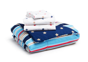 Boy 4-Piece Toddler Bedding Set, Stars and Stripes (2200) a4a 0-Boys 4-Piece Toddler Bedding Set