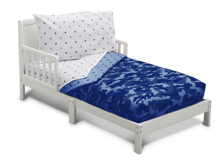 Delta Children Blue Camo Stars (3203) Boys 4-Piece Toddler Bedding Set, Right Silo View 27-Boys 4-Piece Toddler Bedding Set