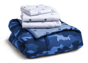 Delta Children Blue Camo Stars (3203) Boys 4-Piece Toddler Bedding Set, Stacked View 36-Boys 4-Piece Toddler Bedding Set