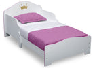 Pink and White (1187) 3-Princess Crown Wood Toddler Bed