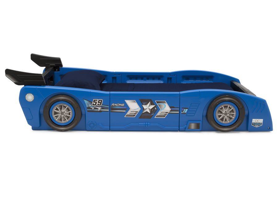 Delta Children Blue & Black (485) Grand Prix Race Car Toddler-to-Twin Bed, Twin Side Silo View 15-Grand Prix Race Car Toddler-to-Twin Bed