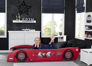 Delta Children Red & Black (620) Grand Prix Race Car Toddler-to-Twin Bed, Twin Room View 2