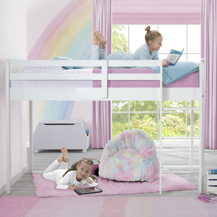 White (100) 2-Twin Loft Bed with Guardrail and Ladder