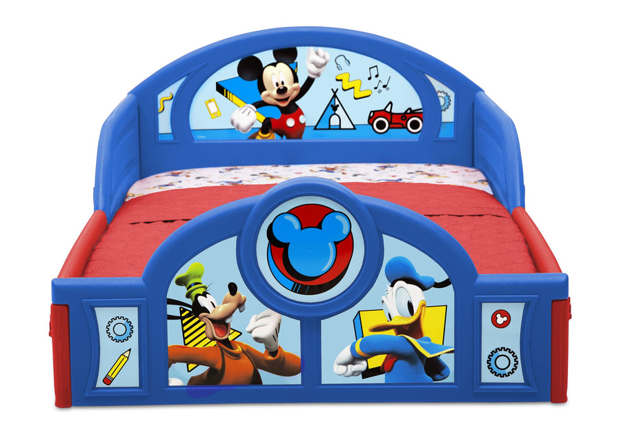 Mickey Hot Dog (1054) Delta Children Mickey Mouse Plastic Sleep and Play Toddler Bed, Footboard Detail View 4-Mickey Mouse Plastic Sleep and Play Toddler Bed