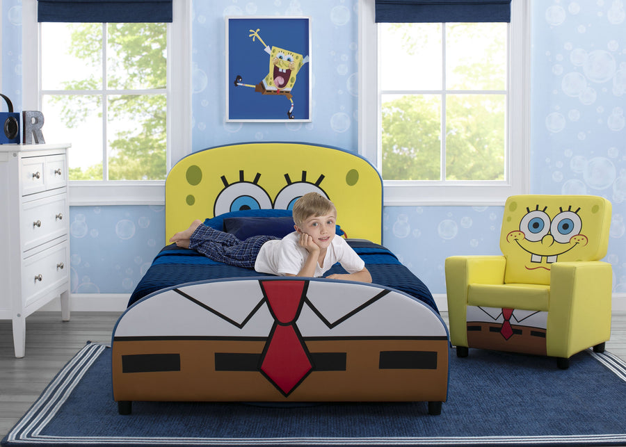Delta Children SpongeBob (1112) SquarePants Upholstered Twin Bed, Room View 2-SpongeBob SquarePants Upholstered Twin Bed