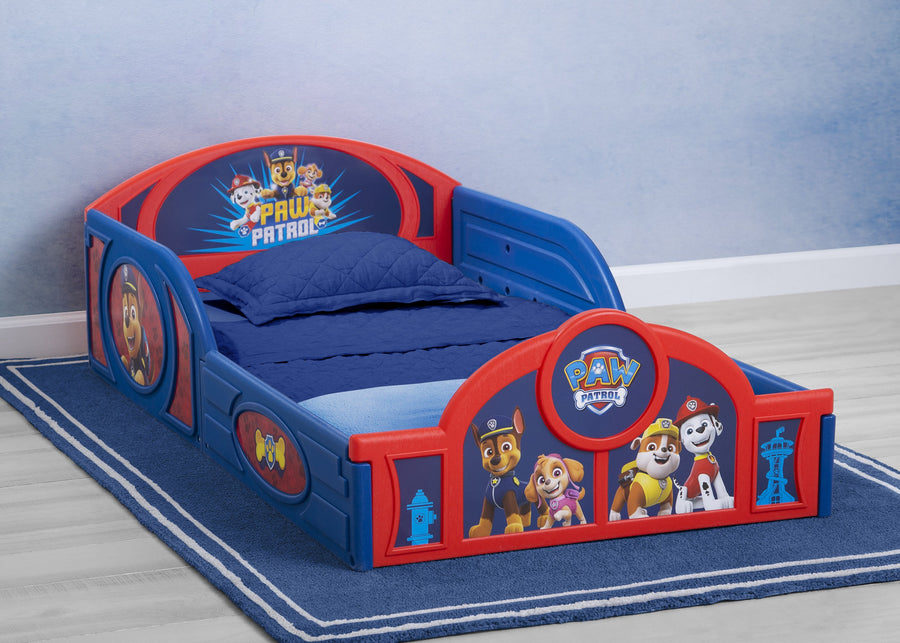 Delta Children PAW Patrol (1121) Plastic Sleep and Play Toddler Bed, Hangtag View 1-PAW Patrol Plastic Sleep and Play Toddler Bed
