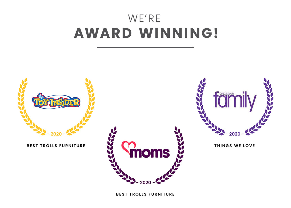 Award badges for Best Trolls Furniture, Best Trolls Furniture and Things We Love Trolls World Tour 1177