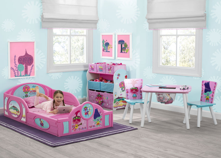 Delta Children Trolls World Tour (1177) Plastic Sleep and Play Toddler Bed, Room View 2-Trolls World Tour Plastic Sleep and Play Toddler Bed
