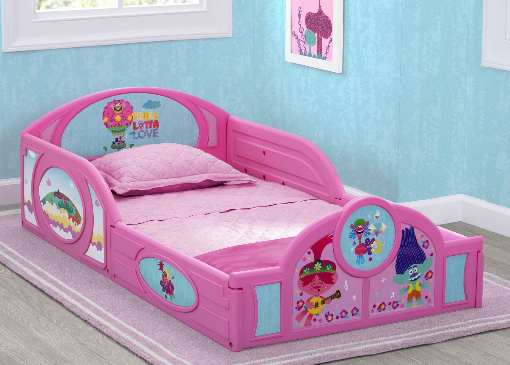 Delta Children Trolls World Tour (1177) Plastic Sleep and Play Toddler Bed