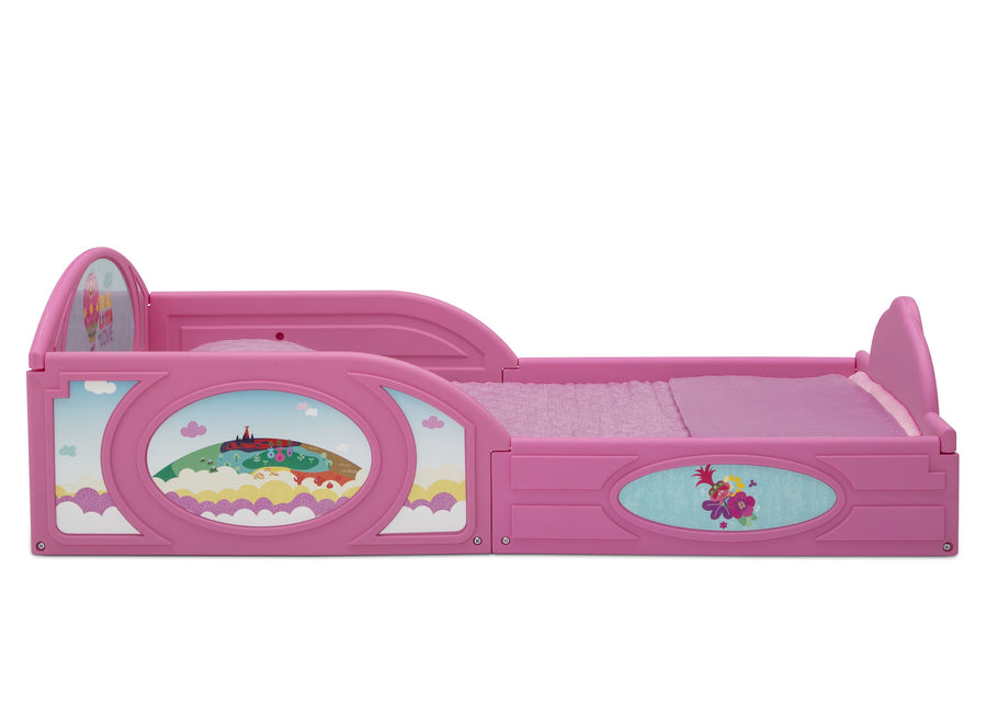 Delta Children Trolls World Tour (1177) Plastic Sleep and Play Toddler Bed, Right Side Silo View 6-Trolls World Tour Plastic Sleep and Play Toddler Bed