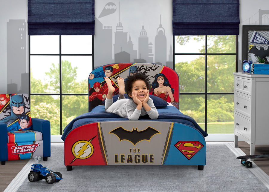 Delta Children DC Comics Justice League Upholstered Twin Bed Justice League (1215), Room View a1a 2-DC Comics Justice League Upholstered Twin Bed