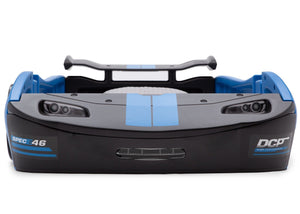 Delta Children Turbo Race Car Twin Bed, Blue and Black (485), Front View a2a 7