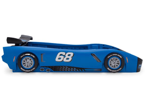 Delta Children Turbo Race Car Twin Bed, Blue and Black (485), Side View a5a 6