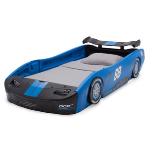 Delta Children Turbo Race Car Twin Bed, Blue and Black (485), Left View a3a 5