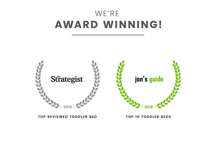 Award badges for Top Reviewed Toddler Bed and Top 10 Toddler Beds Cars 1003 BB87105CR-1003 7-Cars Wood Toddler Bed