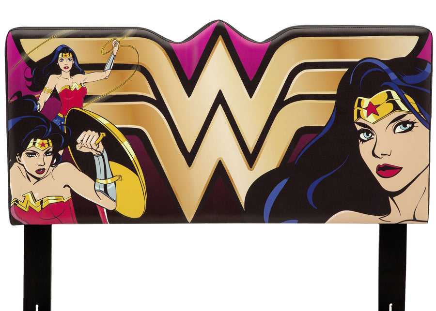 Delta Children Wonder Woman (1210) Upholstered Headboard (BB87173WW), Front View a1a 4-DC Comics Wonder Woman Upholstered Headboard