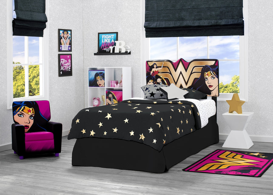 Delta Children Wonder Woman (1210) Upholstered Headboard (BB87173WW), Room View a0a 1-DC Comics Wonder Woman Upholstered Headboard
