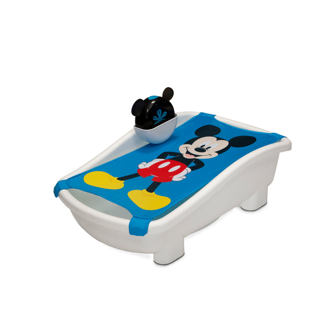 Mickey (5001) 3-Disney Mickey Mouse My First Bubble Bath – 3-in-1 Newborn to Toddler Bathtub with Sling and Bubble Blower
