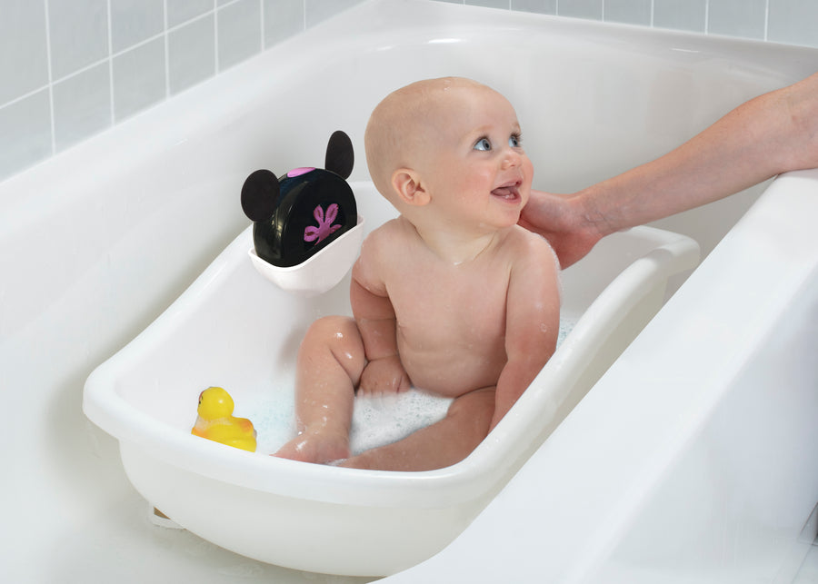 Minnie (5002) 1-Disney Minnie Mouse My First Bubble Bath – 3-in-1 Newborn to Toddler Bathtub with Sling and Bubble Blower