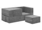 Grey Suede (5000) 7-Convertible Sofa and Play Set for Kids and Toddlers Modular Foam Couch and Flip Out Lounger with 2 Ottomans