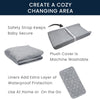 Grey (5057) 4-7-Piece Essential Changing Table Set - Newborn Baby Gift Set for Boys and Girls – Set Includes Changing Pad, Plush Changing Pad Cover, 3 Changing Pad Liners and 2 Storage Bins