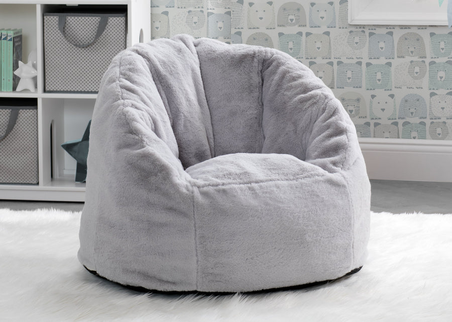 Grey Suede (5000) 2-Cozee Fluffy Chair, Toddler Size (For Kids Up to 6 Years Old)