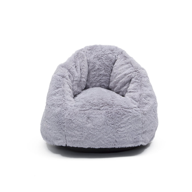 Grey Suede (5000) 4-Cozee Fluffy Chair, Toddler Size (For Kids Up to 6 Years Old)